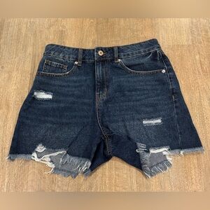 Rewash Dark Blue Distressed Jean Shorts